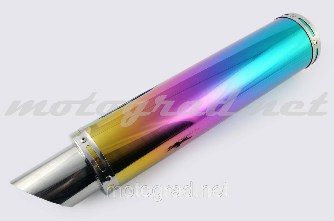 Глушник (тюнінг) 420*100mm, креп. Ø78 mm (неіржавка, веселка, без кріплень, mod:46), фото 1