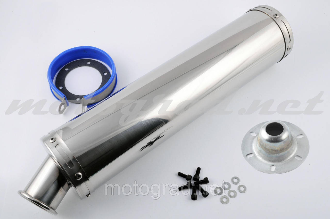 Глушник (тюнінг) 420*100mm, креп. Ø78 mm (неіржавка сталь, хром, прямоток, mod:11), фото 1