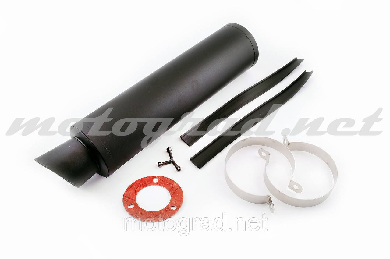 Глушник (тюнінг) 420*110mm, креп. Ø78 mm ("гравітекс", чорний, прямоток, mod:6), фото 1