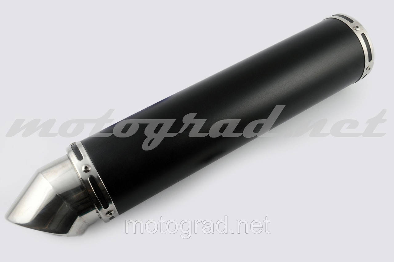 Глушник (тюнінг) 420*100mm, креп. Ø78 mm (неіржавка, чорний матовий, прямоток, без кріплень, mod:64), фото 1