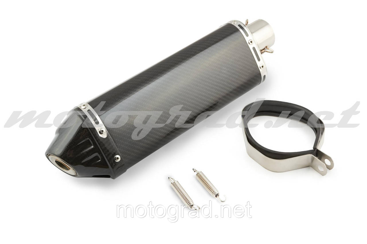 Глушник (тюнінг) 440*120 mm (неіржавка сталь, три-ав, карбон світлий, прямоток, mod:7) 118, фото 1