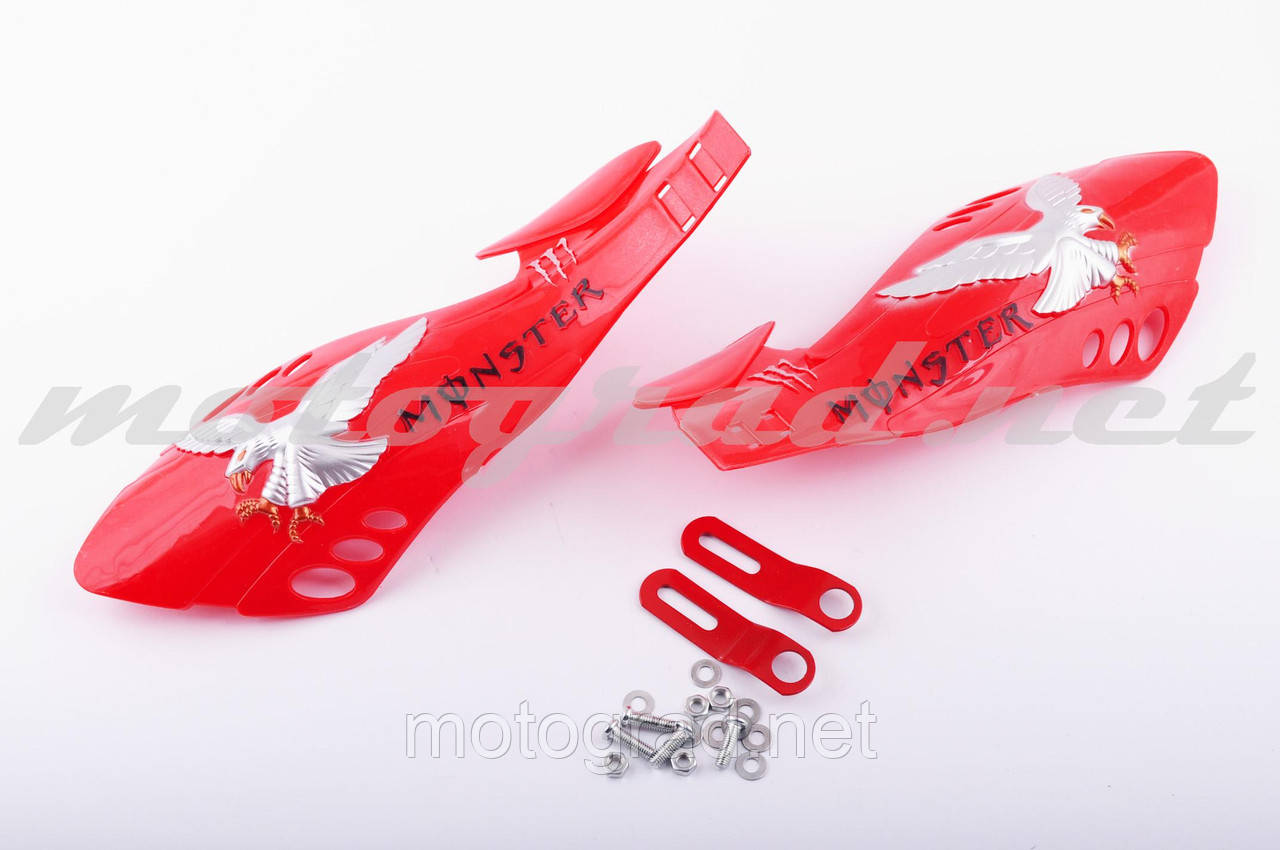 Захист рук на кермо (mod: 3, MONSTER, червоні) XJB, фото 1