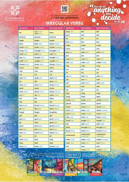 Cambridge Irregular Verbs Poster (Think), фото 1