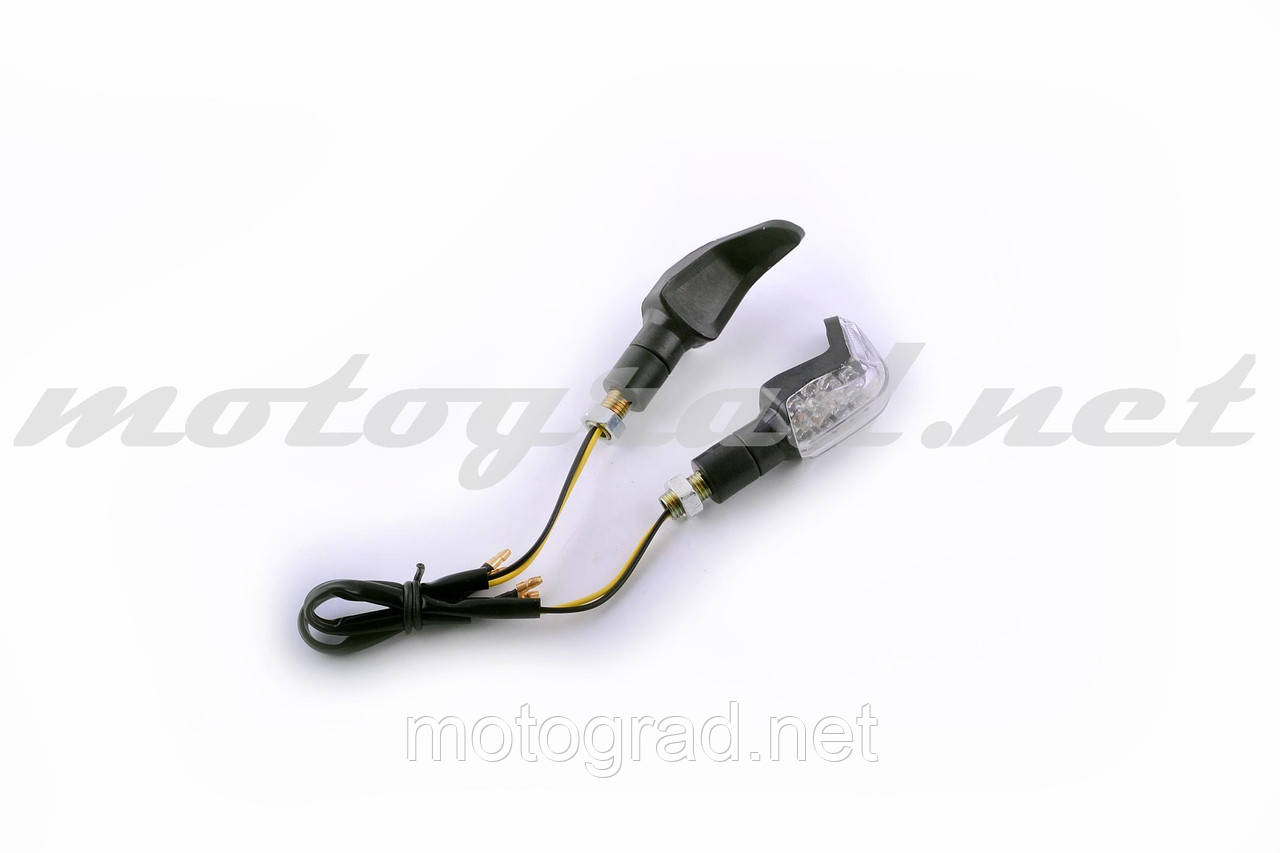 Повороти світлодіодні, гак (пара) (12 LED, карбон, біле скло) PLT, фото 1