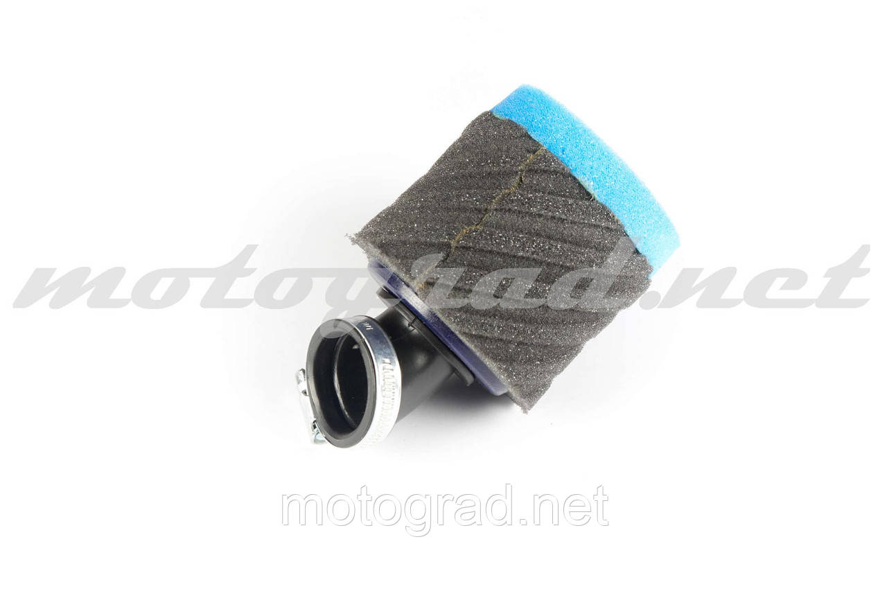 Фільтр повітряний (нульовик, поролон) Ø 35 mm, 45* AS (mod:3, чорно-синій), фото 1