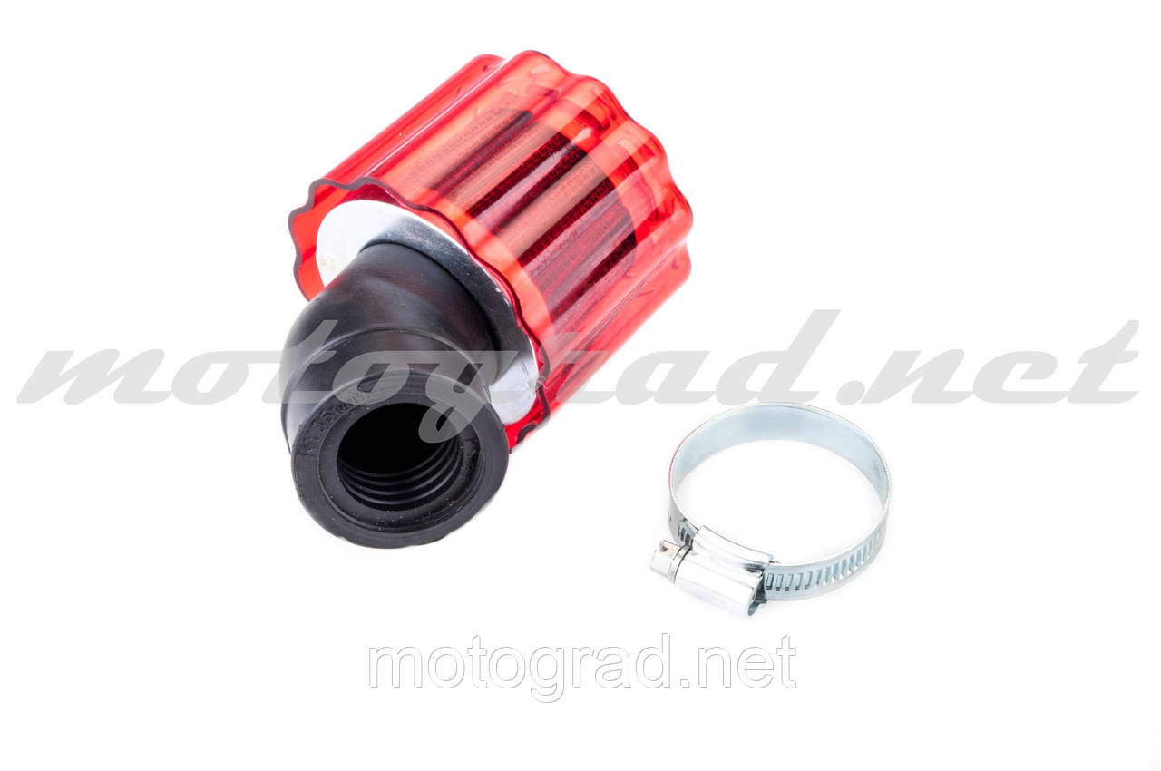 Фільтр повітряний (нульовик) Ø28/40 mm, 45* KM (mod:KY-A-135) (дзвін, червоний, прозорий) 