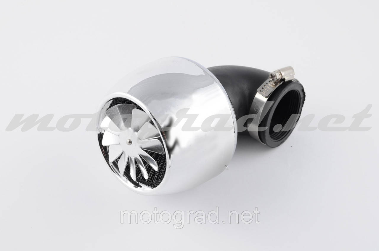 Фільтр повітряний (нульовик) Ø42mm, 90*, турбіна з пропелером (хром)