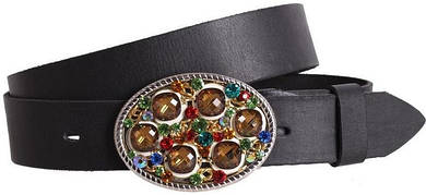 Кожаный женский ремень Dori 4 см черный