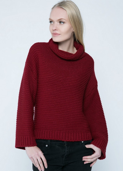 Жіночий модний светр велика в'язка бордо oversize