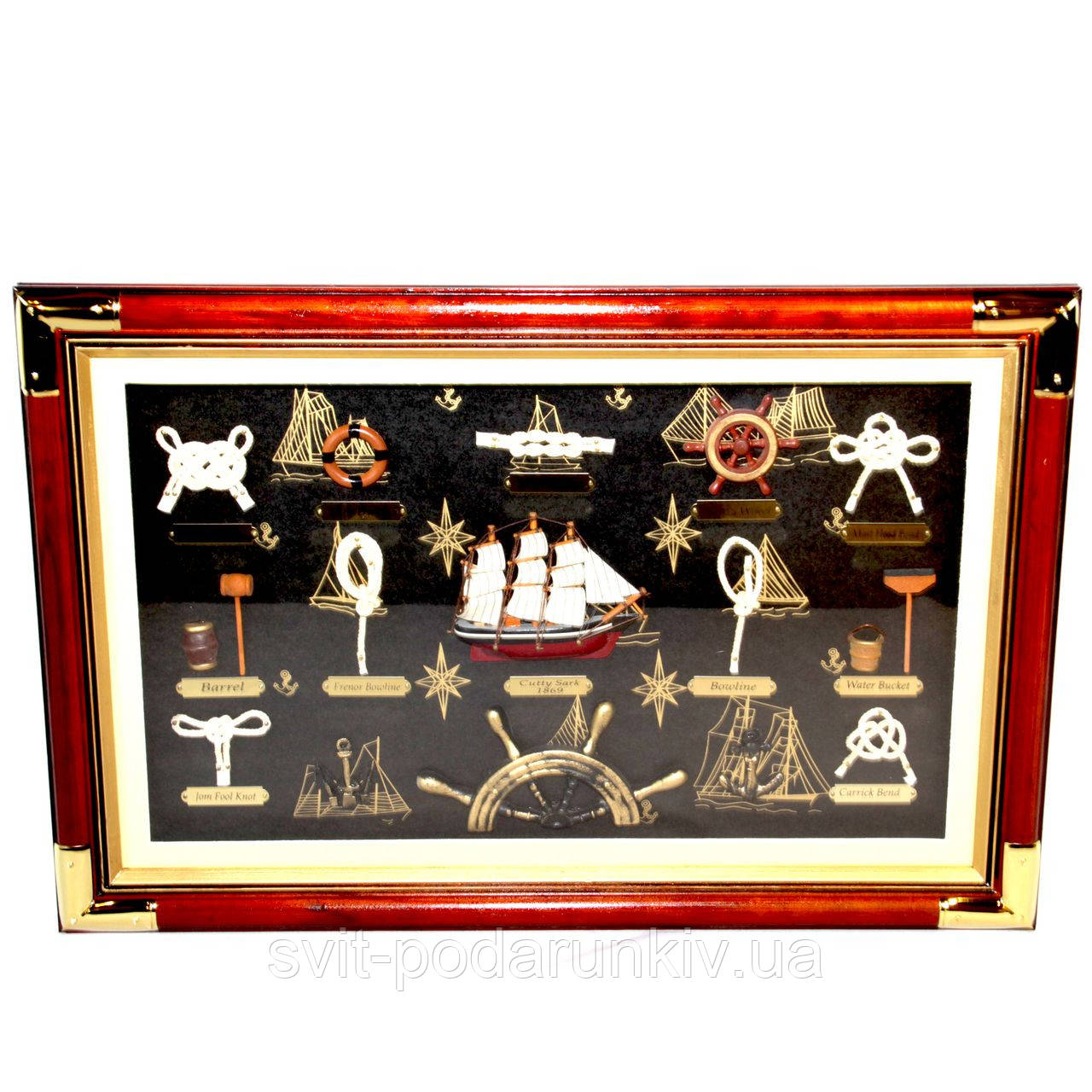 Картина панно настінна "Морські вузли та вітрильник" G-034, фото 1