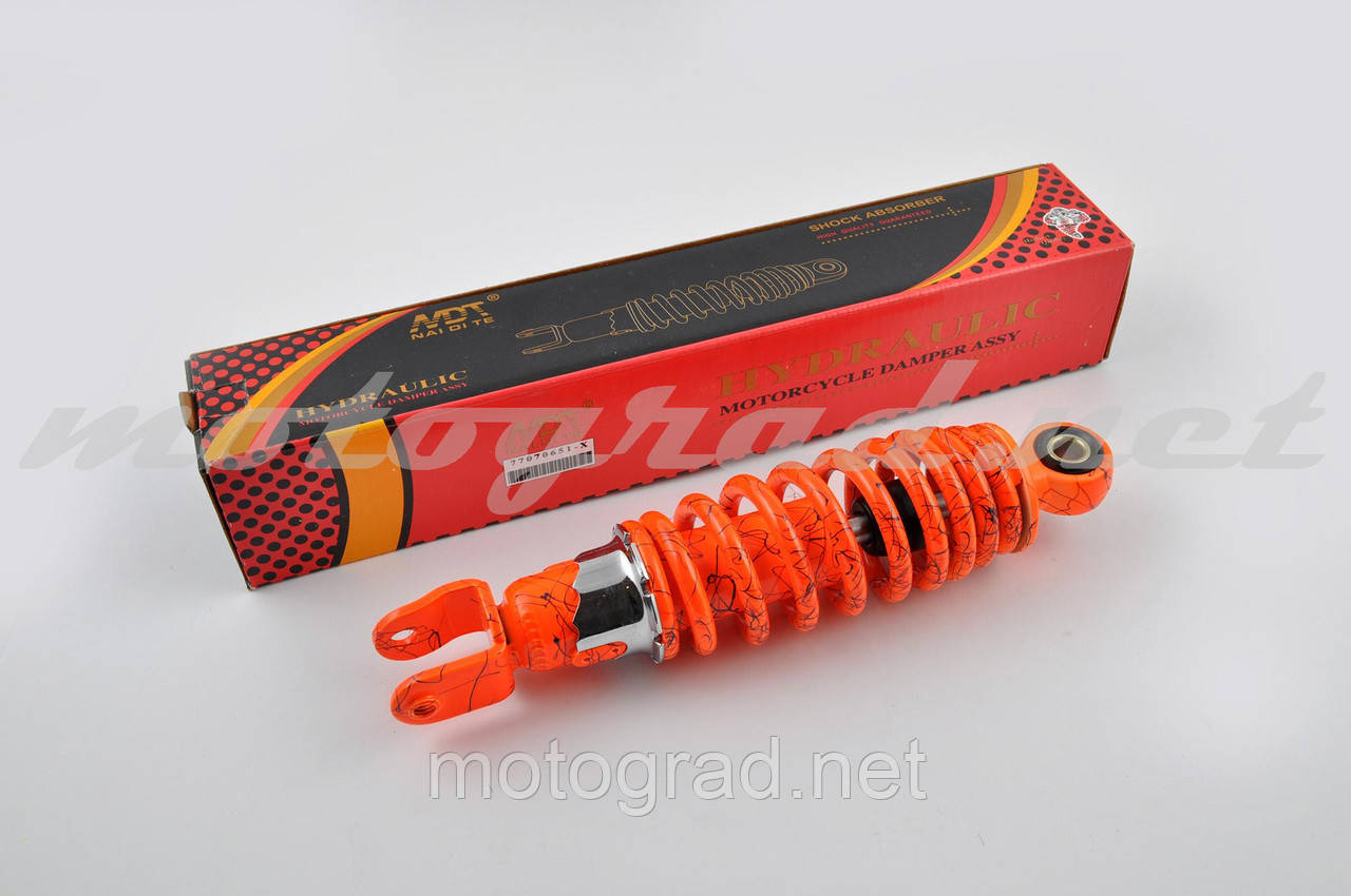 Амортизатор JOG 230 mm, регульований "NDT" (жовтогарячий + паутина), фото 1