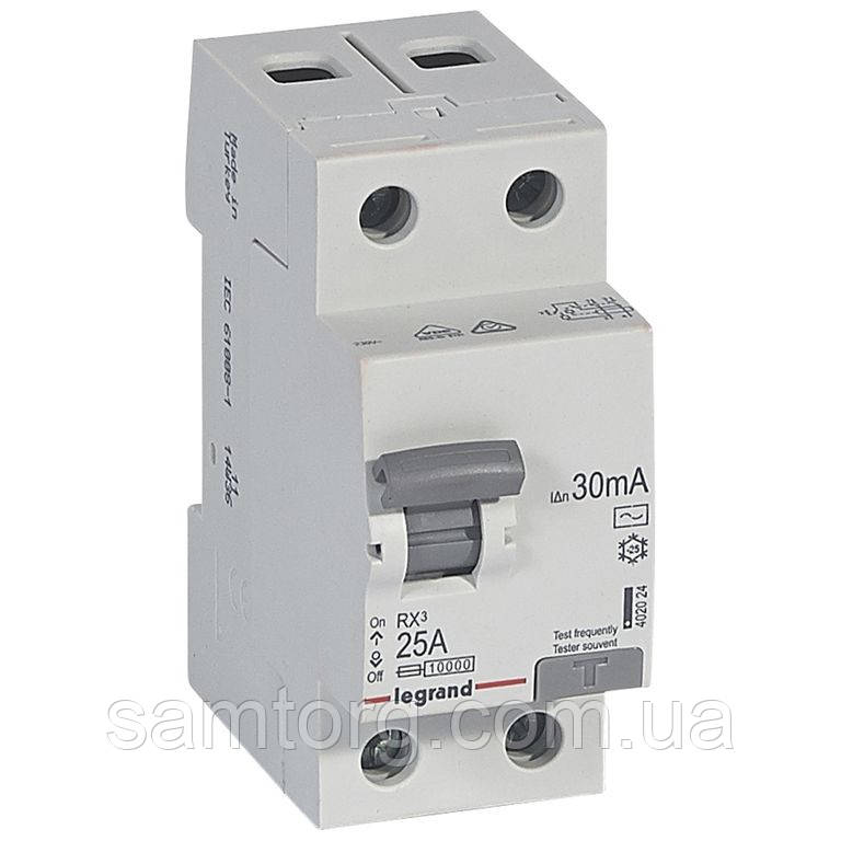 Діфреле (УЗО) 40А 30мА 2 полюси тип АС 402025 Legrand RX3