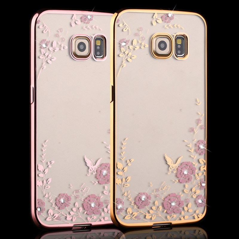 TPU чохол Rose зі стразами для Samsung Galaxy S7 Edge (2 кольори)