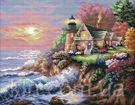 Вишивка хрестиком набір Будинок біля моря 44х36 см (арт. MK026), фото 1