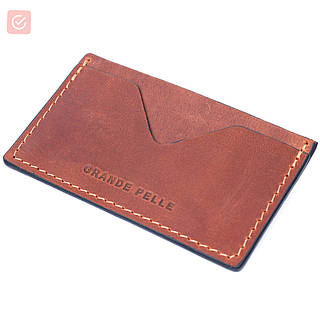 Зручний кард-кейс із натуральної шкіри GRANDE PELLE 11666 Коричневий