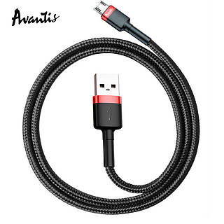 Кабель Avantis AC-48m Cool USB - microUSB 2A 1 м Чорно-червоний