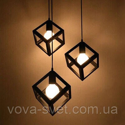 Підвісний світильник [Black Block Loft - 3 ] (кубик)