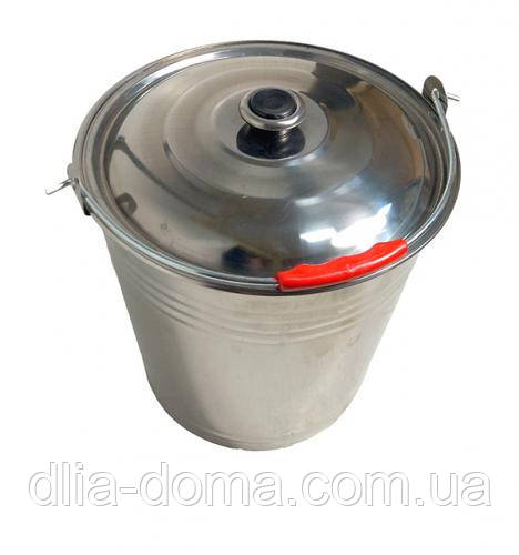 Відро 14 л із кришкою з неіржавкої сталі, фото 1