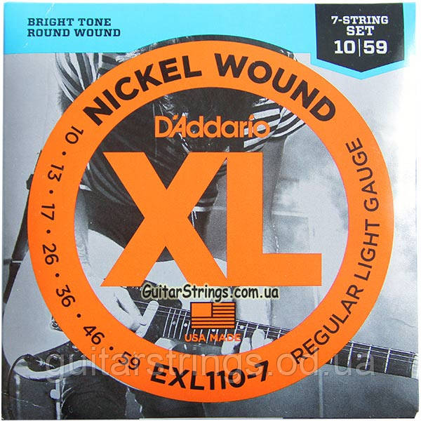 Струни D'Addario EXL110-7 Nickel Wound 7-String 10-59