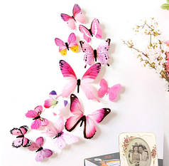 Наклейки метелики пластикові на стіну "12 шт. 3D метелики"
