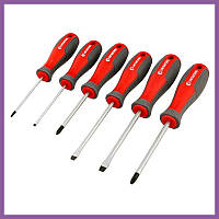 Набір викруток 6 штук із сталі Cr-V, шліцеві SL3/SL5/SL6 та хрестові PH0/PH1/PH2 з магнітним наконечником INTERTOOL