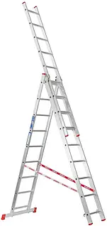 Драбина Venbos Hobby 3x9 алюмінієва 9 сходинок 5.04м