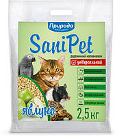 Sani Pet Универсальный наполнитель для котов древесный аромат яблока 2.5 кг большая фракция