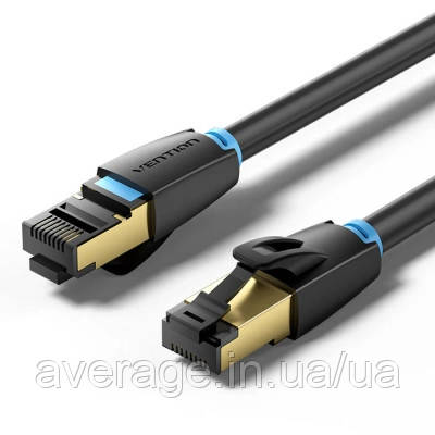 Патч-корд 3 м, S/FTP cat 8 RJ-45 black VENTION (IKABI) — Гарантія!, фото 1