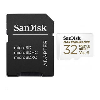 Карта пам'яті microSDHC (UHS-1 U3) SanDisk Max Endurance 32Gb class 10 V30 (100Mb/s) (adapterSD) vS.