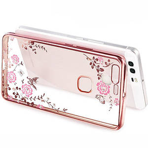 TPU чохол зі стразами для Huawei P9 Lite рожевий 