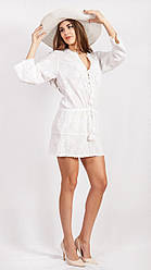 Плаття-туніка жіноча білого кольору з натуральної тканини XL, 2XL