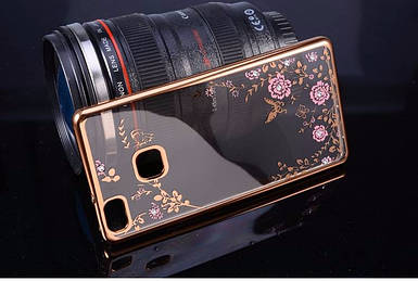 TPU чохол зі стразами для Huawei Ascend P9 рожевий і золотистий