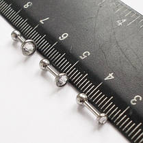 Сережки (набір 3 шт.) для прикрашання пірсингу вух. Медична сталь, прозорі кристали., фото 3