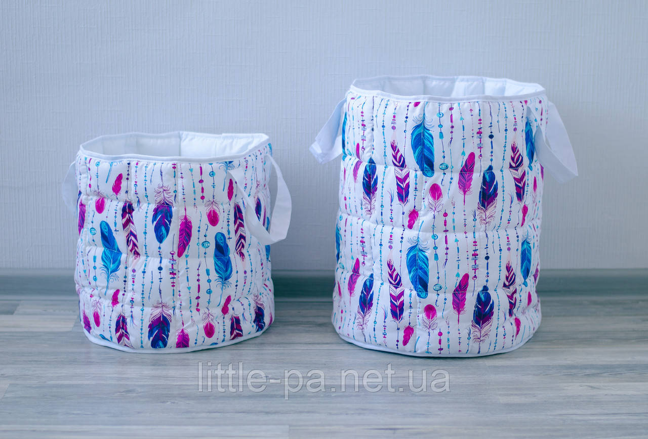 Великий дитячий кошик для іграшок "Індійське пір'я"