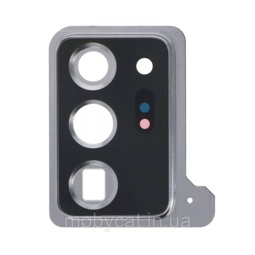 Скло камери Samsung Galaxy Note 20 Ultra N985F, Note 20 Ultra 5G N986B (у сріблястій рамці), фото 1