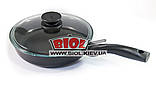 Сковорода алюмінієва 22 см (висота 5,3 см) з антипригарним покриттям і скляною кришкою БІОЛ "Класик" 2207PC, фото 2