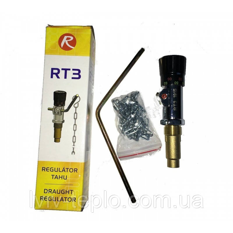 Регулятор тяги Regulus RT3 до твердопаливних котлів з ланцюжком, фото 1