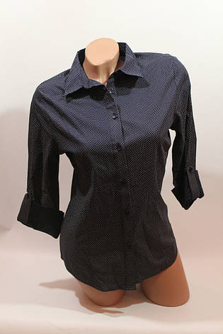 Жіночі однотонні сорочки (бавовна + ликра) Mod-da 5522 горошок дрібний т. Синій, фото 2