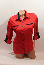 Жіночі однотонні сорочки (бавовна + ликра) Mod-da 4930 горошок червоний сар., фото 2