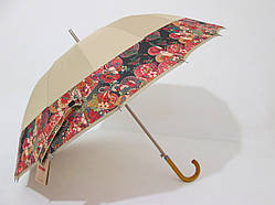 Парасолька-тростина на 16 спиць однотонна бежева з кантом