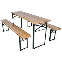 Дерев'яний пивний стіл із лавками 177 х 46 см