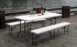 Складаний стіл 180 см + 2 Складані лавки по 185 см