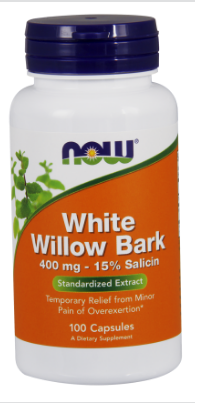 Кора Верби білої природний аспірин Now Foods, White Willow Bark 400mg 100 caps