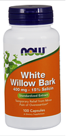 Кора Верби білої природний аспірин Now Foods, White Willow Bark 400mg 100 caps