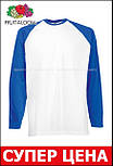Чоловіча футболка з кольоровими Рукавом Fruit of the loom Білий/Яскраво-синій 61-028-AW S, фото 6