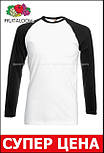 Чоловіча футболка З кольоровими Рукавом Fruit of the loom Білий/Чорний 61-028-TH L, фото 3