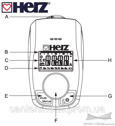 Электронная термостатическая головка 1825010 HERZ - фото 2 - id-p500378774