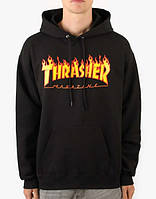 Худи с принтом thrasher magazine logo | чёрная толстовка