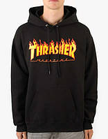 Худі чорний з принтом Thrasher Logo | Толстовка |