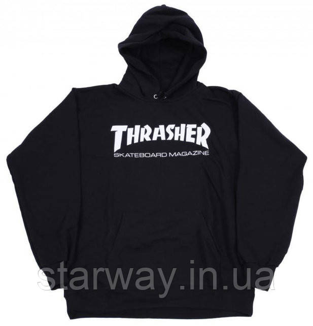 Худі thrasher skateboard magazine | чорна толстовка